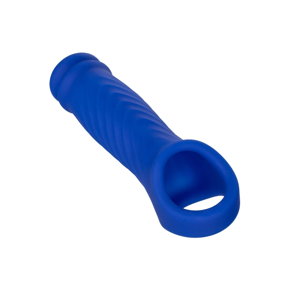 Manson Penis Admiral Wave Albastru - Material din silicon lichid, ultra elastic si confortabil - creste grosimea si suportul - texturat cu valuri