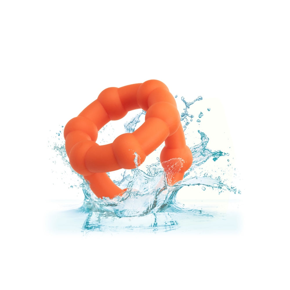 Inel pentru penis cu suport scrotal CalExotics Alpha Liquid Silicone All Star din silicon lichid elastic