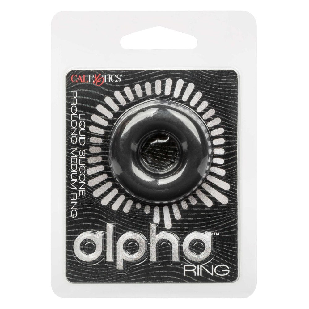 Inel Erectie Silicon Lichid Rezistent la Apa CalExotics Alpha Prolong Medium, Negru