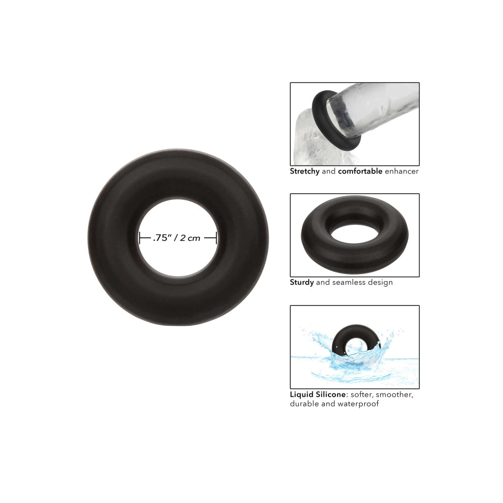 Inel Erectie Silicon Lichid Rezistent la Apa CalExotics Alpha Prolong Medium, Negru
