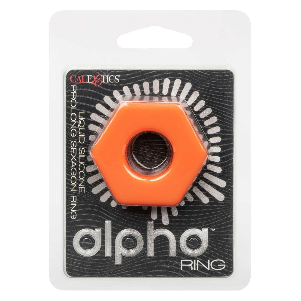 Inel pentru penis CalExotics Alpha Liquid Silicone Prolong Sexagon din silicon lichid pentru erectie de lunga durata