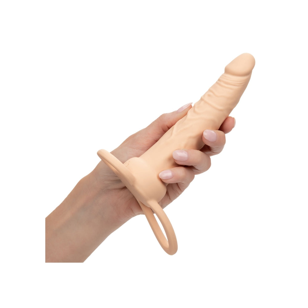 Prelungitor Penis pentru dubla penetrare CalExotics Performance Maxx Dual Penetrator cu 10 functii de vibratie si inel suport