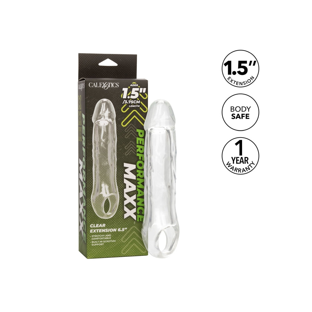Prelungitor penis transparent CalExotics Performance Maxx Clear Extension 21 cm pentru grosime si lungime extra