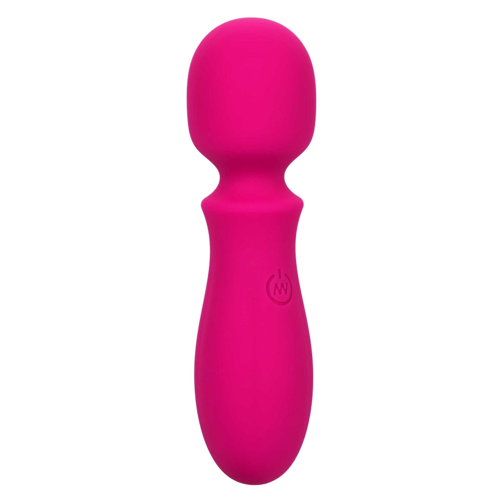 Mini wand vibrator CalExotics Bliss Liquid Silicone cu 10 viteze vibratie si cap flexibil, Roz