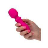 Mini wand vibrator CalExotics Bliss Liquid Silicone cu 10 viteze vibratie si cap flexibil, Roz