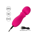 Mini wand vibrator CalExotics Bliss Liquid Silicone cu 10 viteze vibratie si cap flexibil, Roz