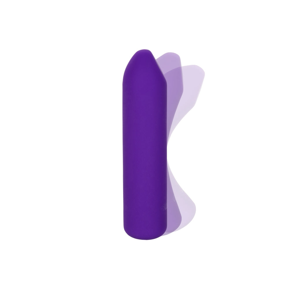 Mini Vibrator masator pentru stimulare precisa CalExotics Kyst Fling cu 10 functii vibratie si silicon lichid, mov