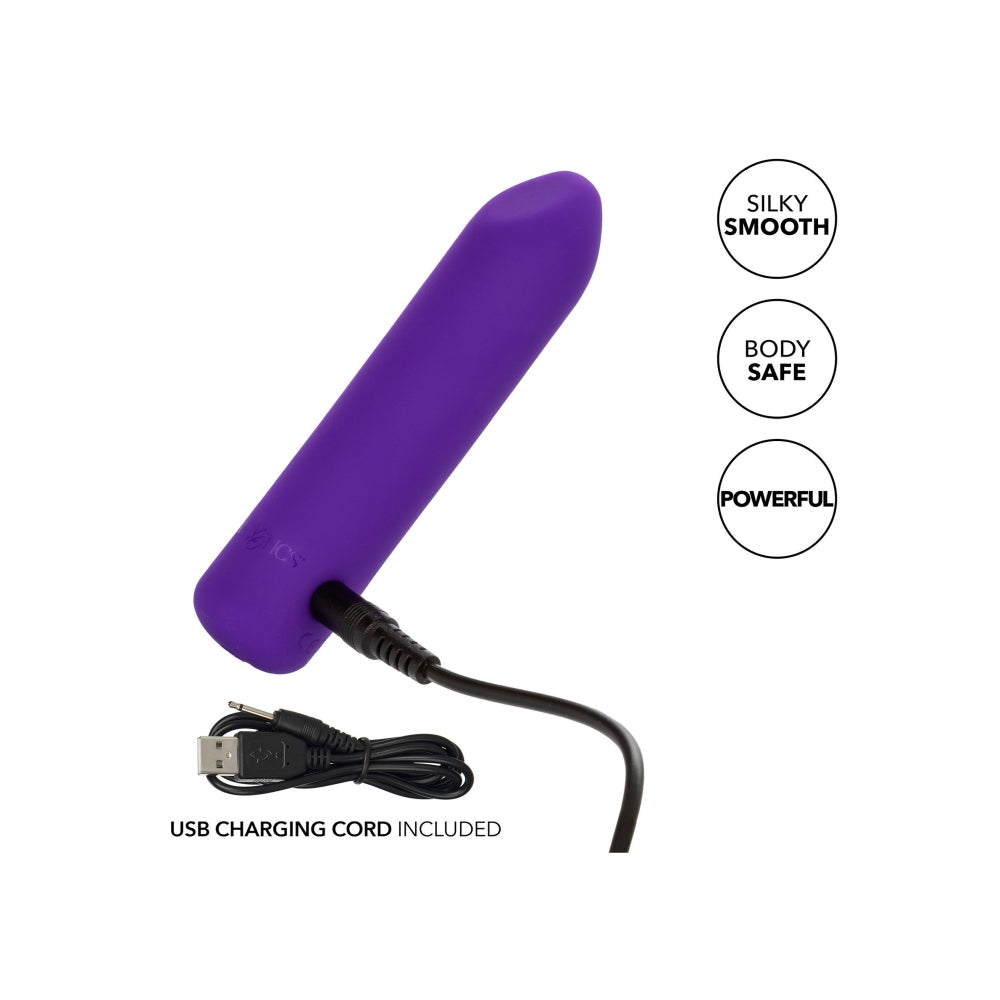 Mini Vibrator masator pentru stimulare precisa CalExotics Kyst Fling cu 10 functii vibratie si silicon lichid, mov