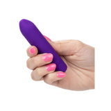 Mini Vibrator masator pentru stimulare precisa CalExotics Kyst Fling cu 10 functii vibratie si silicon lichid, mov