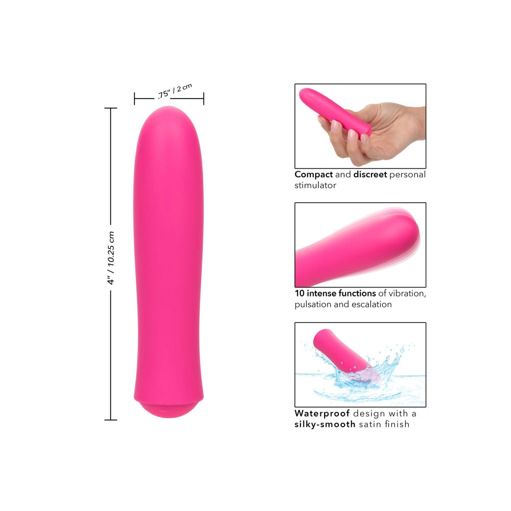 Mini Vibrator masator personal CalExotics Kyst T.C.B. cu 10 functii vibratie si finisaj matasos, Roz