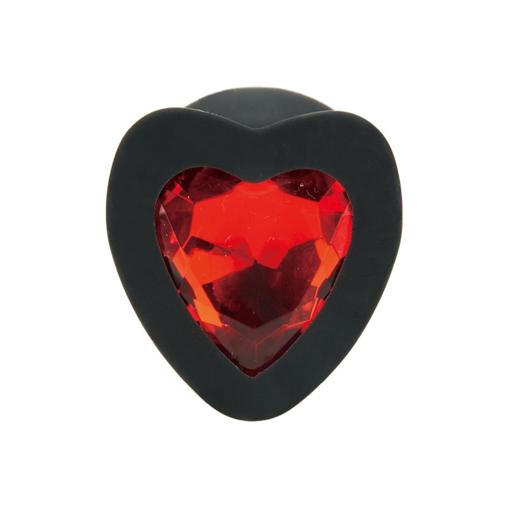 Set Dopuri Anale Heartbreaker Training Kit - Negru cu Bijuterii Rosii, 3 Marimi graduale -  Material din Silicon moale si neted