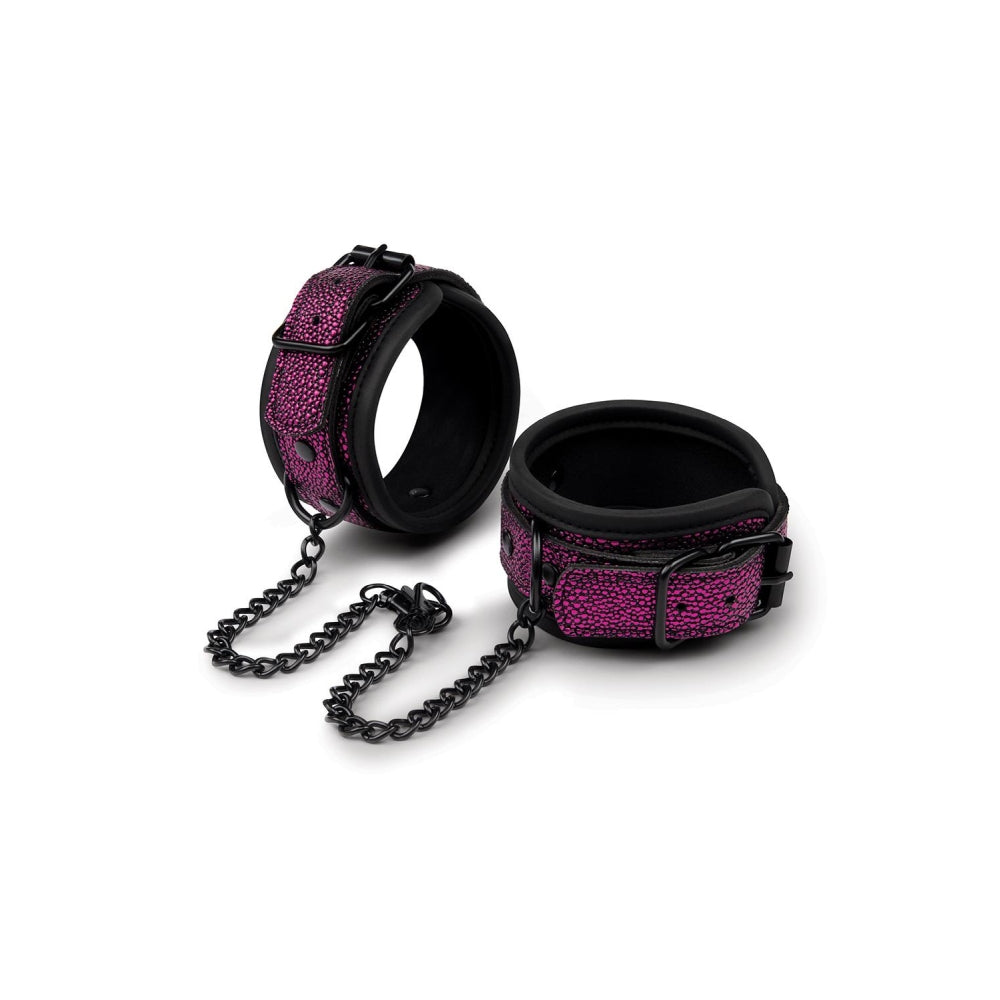 Catuse BDSM Bondage pentru Incheieturi si Glezne Whipsmart Dragon Lair, Mov, cu lant detasabil