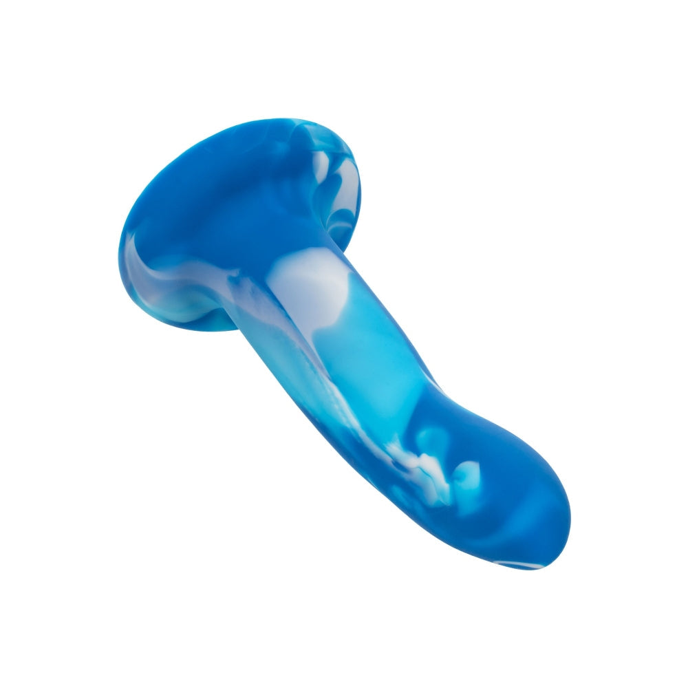 Dildo Sonda anala din silicon lichid CalExotics Twisted Love Twisted Probe cu ventuza si design flexibil, albastru