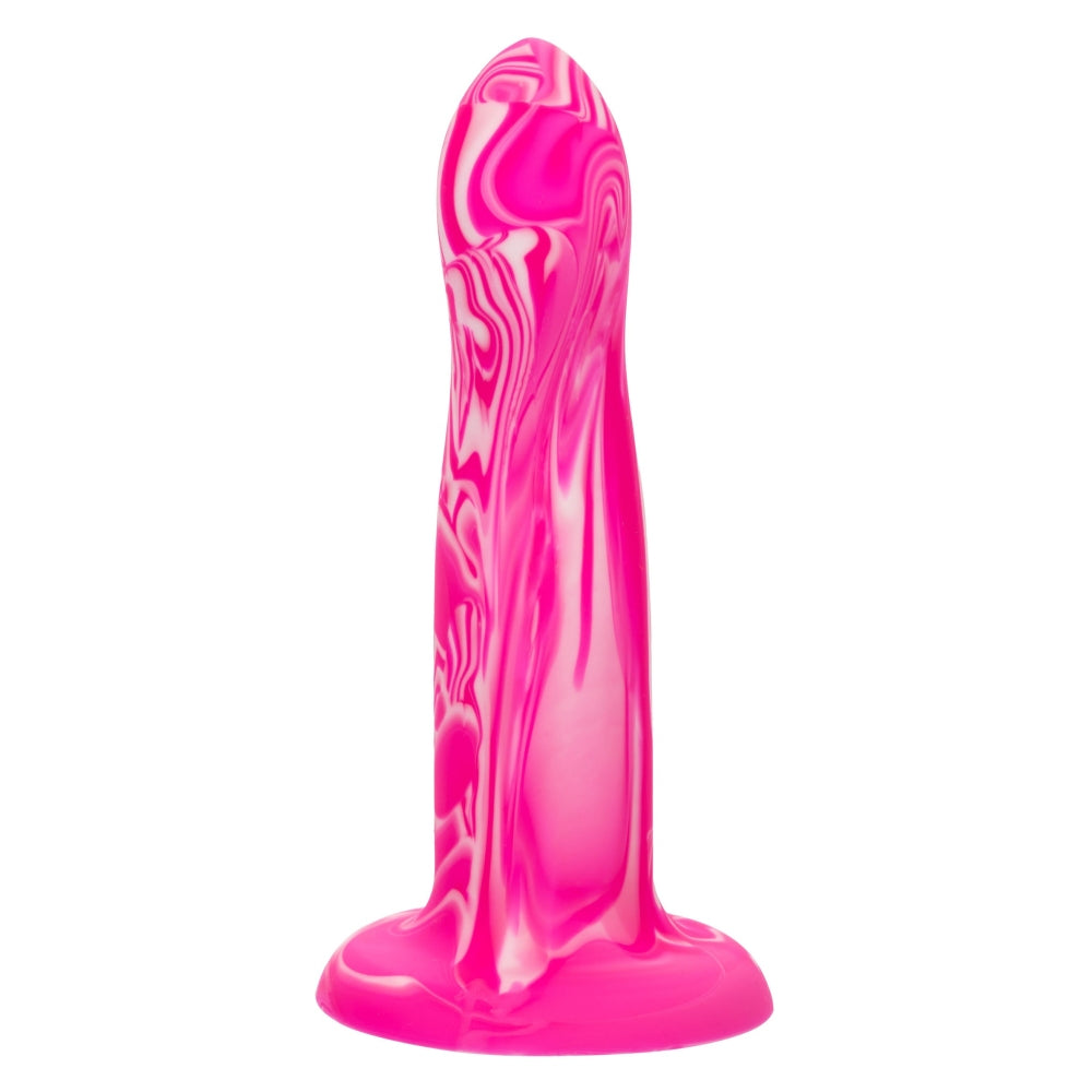 Dildo Sonda anala din silicon lichid CalExotics Twisted Love Twisted Probe cu ventuza si design flexibil, roz