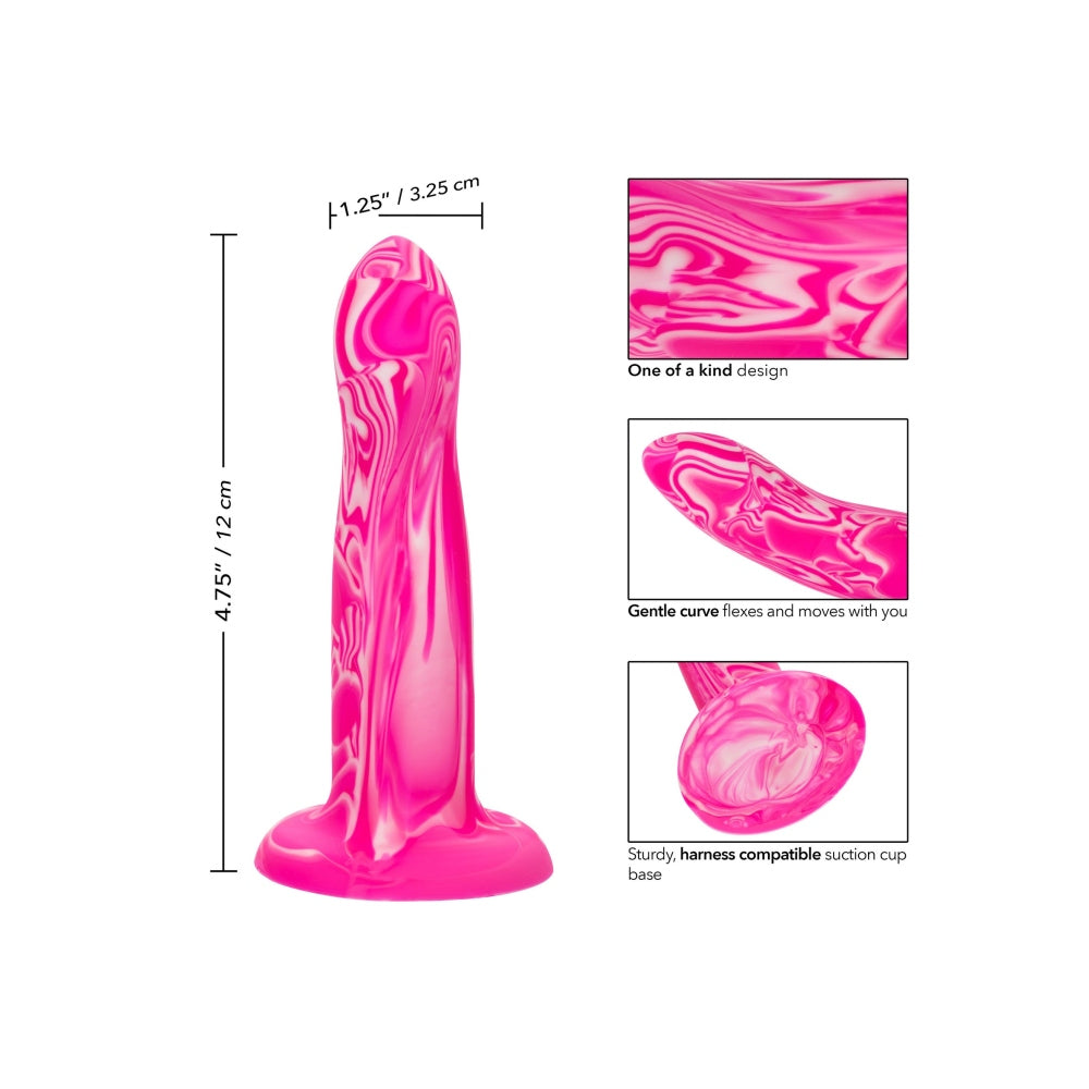 Dildo Sonda anala din silicon lichid CalExotics Twisted Love Twisted Probe cu ventuza si design flexibil, roz