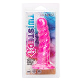 Sonda Strap-on Ribbed din Silicon Lichid Twisted Love cu Textura Striata si Ventuza Solida, Roz