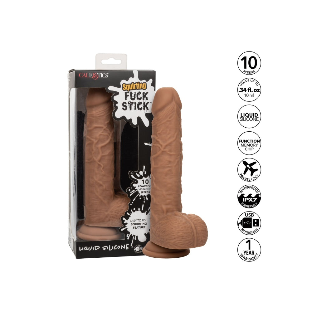 Dildo Vibrator reincarcabil CalExotics Squirting Stick cu functie de ejaculare realista si 10 viteze vibratie