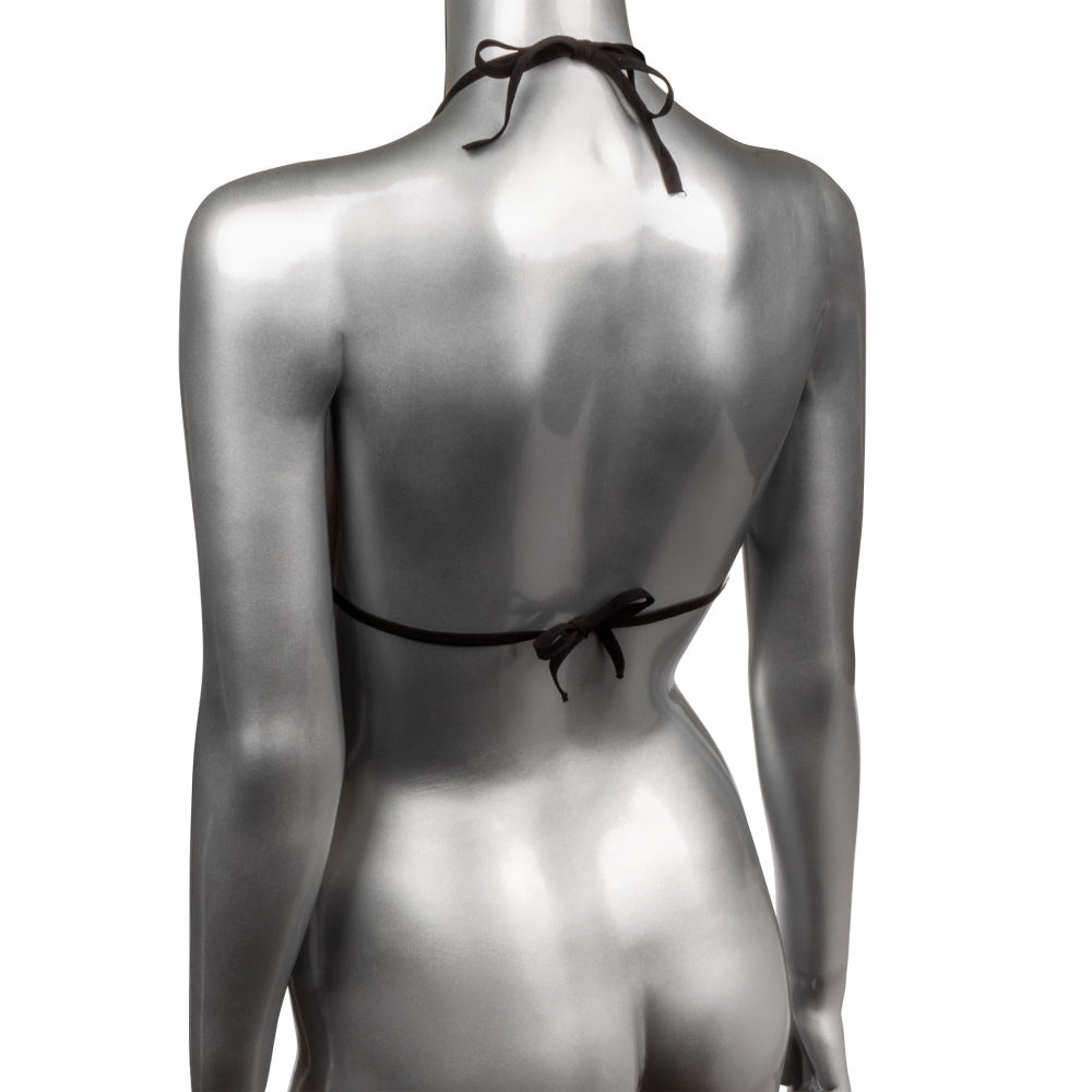 Sutien Negru Bikini Triunghi din Plasa cu Strasuri - fabricat din plasa moale, potrivit majoritatea marimilor standard - accente stralucitoare din strasuri