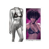 Sutien Negru Bikini Triunghi din Plasa cu Strasuri - fabricat din plasa moale, potrivit majoritatea marimilor standard - accente stralucitoare din strasuri