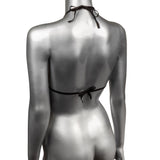Sutien Negru Bikini Triunghi din Plasa cu Strasuri PLUS - fabricat din plasa moale, potrivit marimilor Plus Size pana la 3XL - accente stralucitoare din strasuri