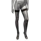 Dresuri Inalti Negri cu Suport Stay-Up Radiance - Design Seducator cu Mesh si Pietre Stralucitoare, One Size