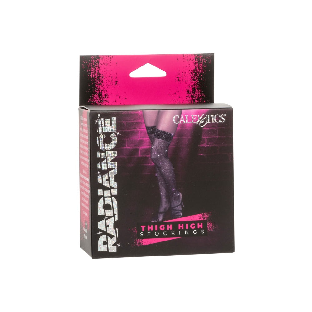 Dresuri Inalti Negri cu Suport Stay-Up Radiance - Design Seducator cu Mesh si Pietre Stralucitoare, One Size
