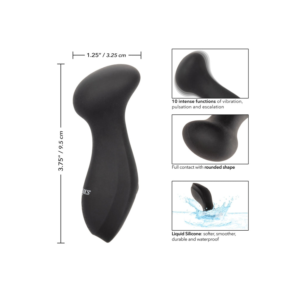 Vibrator Wand Mini CalExotics Boundless - Negru, 9.5 cm - 10 Functii Intense - Material Liquid Silicone - Memorie Inteligenta - Reincarcabil, Rezistent la Apa IPX7