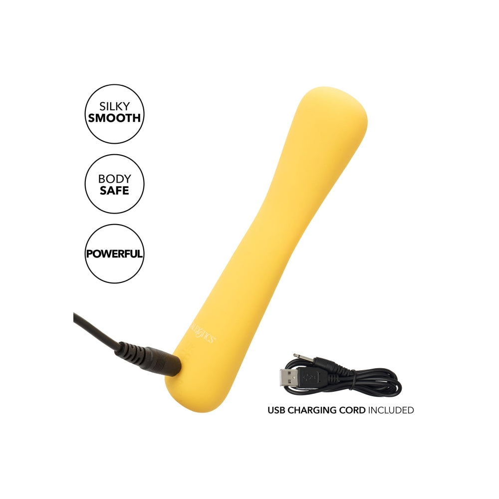 Mini Vibrator Wand flexibil CalExotics Boundless Mini FlexiWand cu 10 functii vibratie si silicon lichid, galben