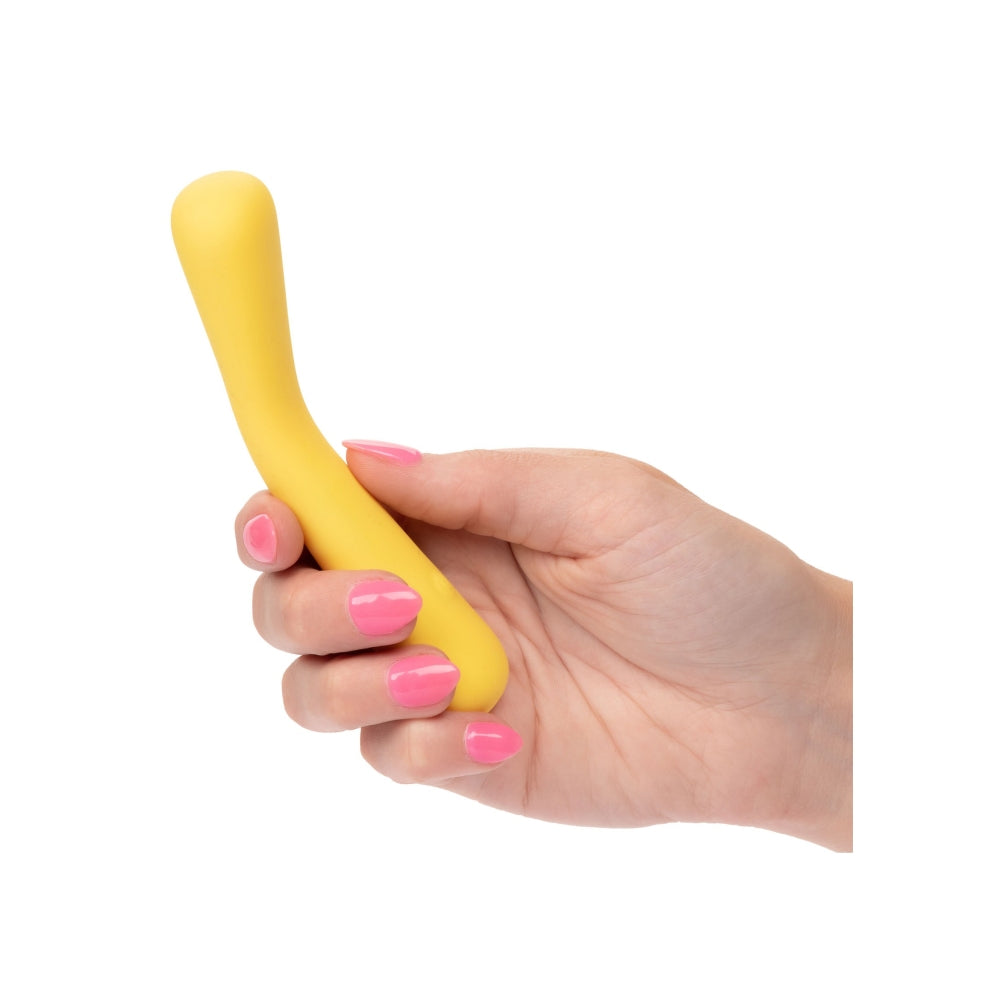 Mini Vibrator Wand flexibil CalExotics Boundless Mini FlexiWand cu 10 functii vibratie si silicon lichid, galben