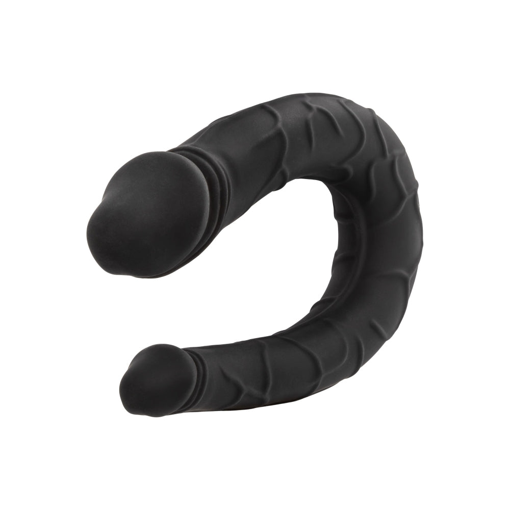 Dildo Dublu CalExotics AC/DC Dong - Negru, 34 cm - Dildo in forma de U cu doua capete distincte - Flexibil si confortabil - Ideal pentru satisfactie solo sau in cuplu