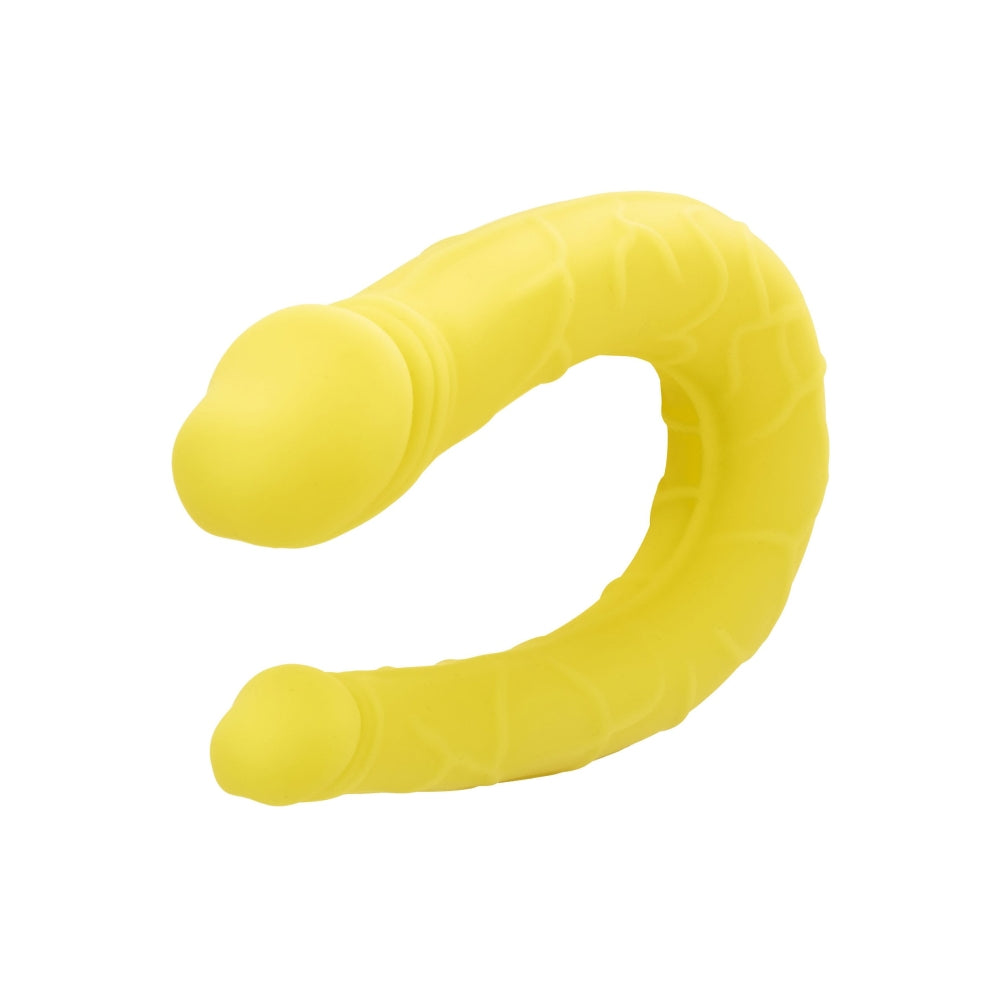 Dildo Dublu CalExotics AC/DC Dong - Galben, 34 cm - Dildo in forma de U cu doua capete distincte - Flexibil si confortabil - Ideal pentru satisfactie solo sau in cuplu