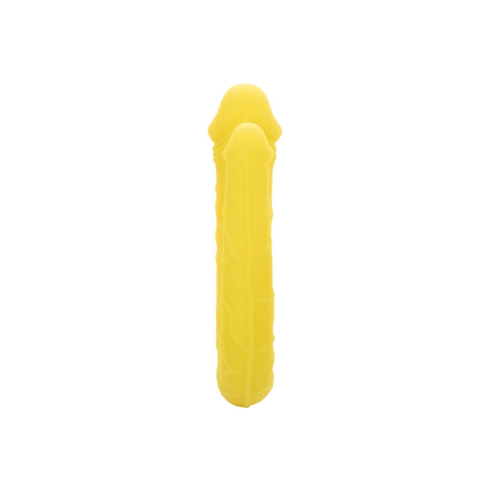 Dildo Dublu CalExotics AC/DC Dong - Galben, 34 cm - Dildo in forma de U cu doua capete distincte - Flexibil si confortabil - Ideal pentru satisfactie solo sau in cuplu