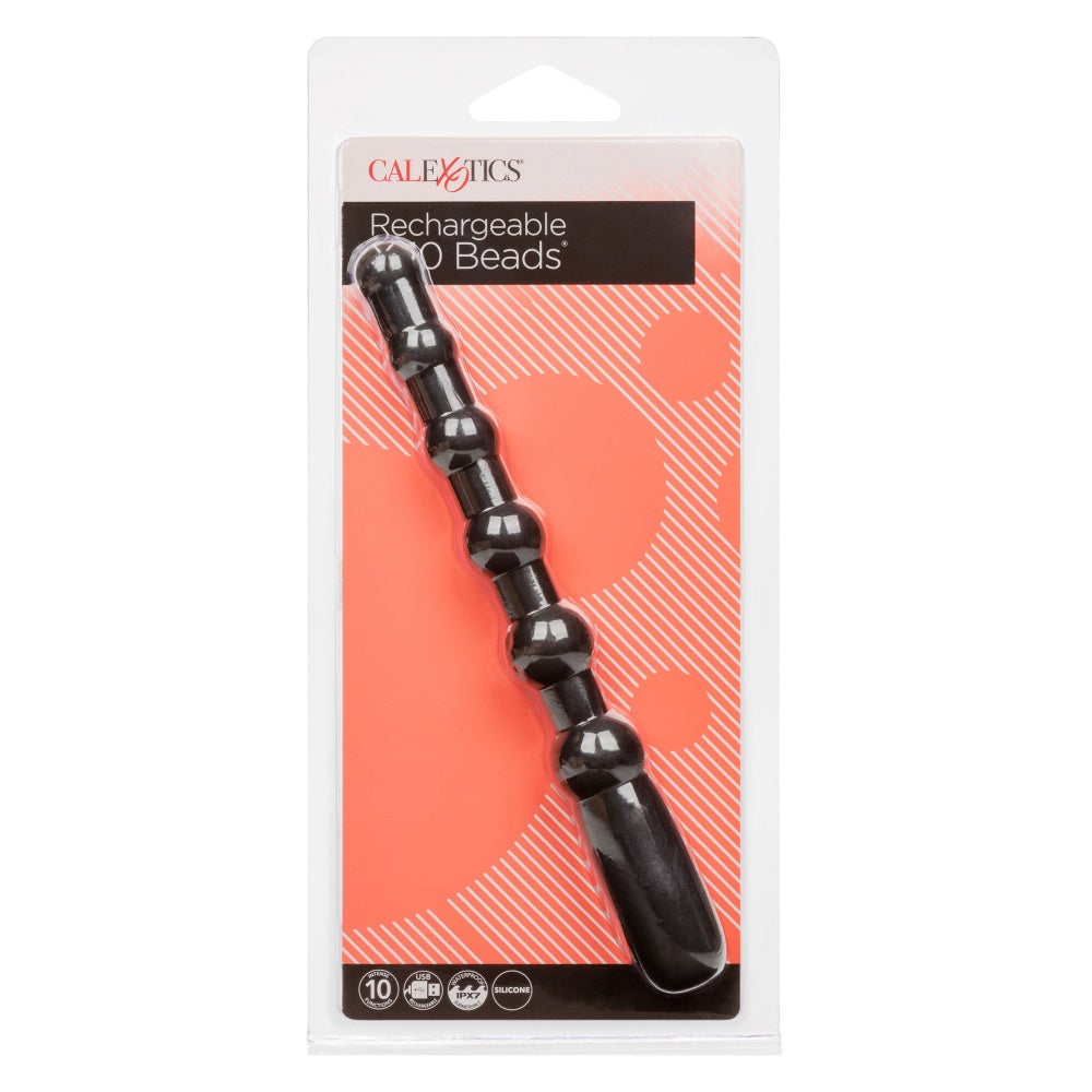 Bile Anale Vibratoare CalExotics X-10 - Negru, 17.75 cm - Design gradat pentru placere intensa - 10 Functii de Vibratii - Reincarcabil, Rezistent la Apa IPX7