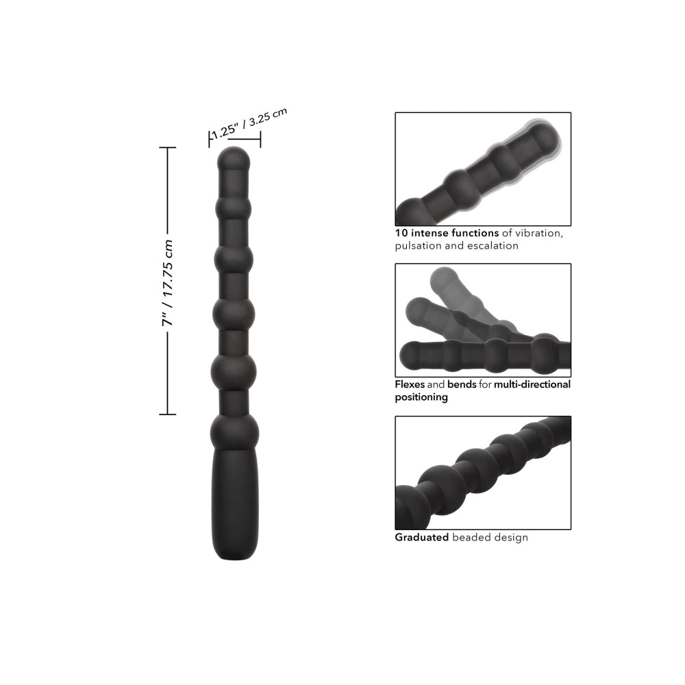 Bile Anale Vibratoare CalExotics X-10 - Negru, 17.75 cm - Design gradat pentru placere intensa - 10 Functii de Vibratii - Reincarcabil, Rezistent la Apa IPX7