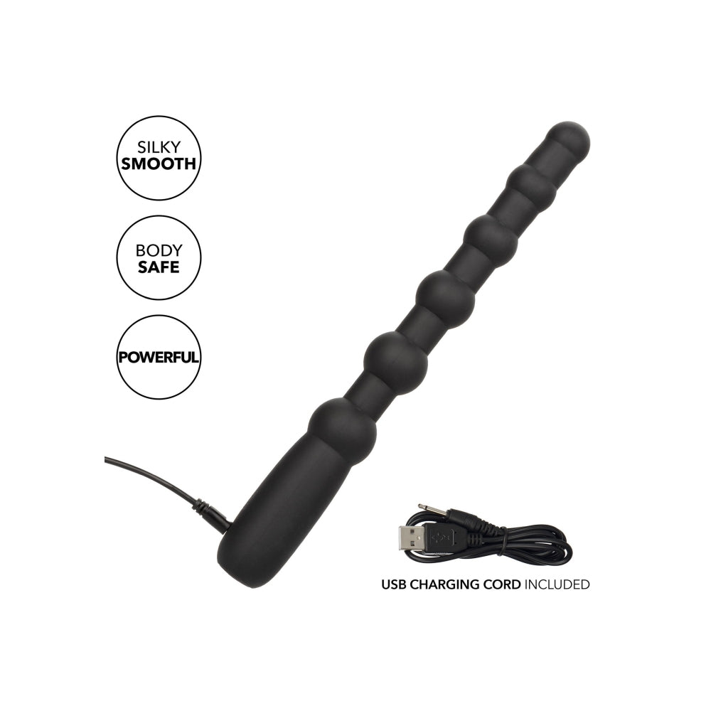 Bile Anale Vibratoare CalExotics X-10 - Negru, 17.75 cm - Design gradat pentru placere intensa - 10 Functii de Vibratii - Reincarcabil, Rezistent la Apa IPX7