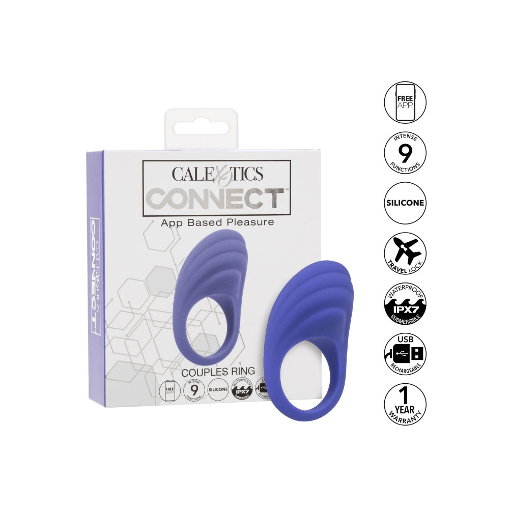 Inel Penis Vibrator pentru cupluri CalExotics Connect cu control prin aplicatie si 9 functii vibratie