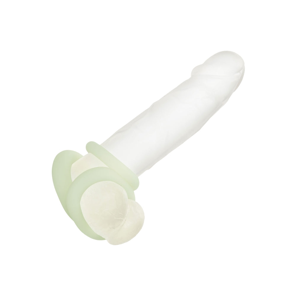 Inele CalExotics penis din silicon lichid Alpha Glow-In-The-Dark set 3 inele elastice impermeabile, Albe