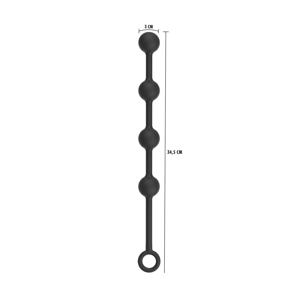 Bile Anale Medii Hidden Desire Extreme cu Greutate Ridicata - Negru, 34 cm - Fabricate 100% din Silicon - Ideal pentru senzatii intense - Capat inelat pentru control total