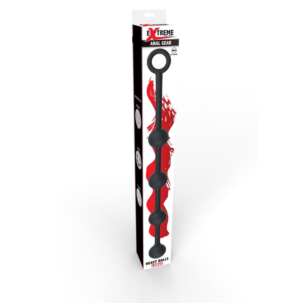 Bile Anale Mari Hidden Desire Extreme cu Greutate Ridicata - Negru, 39 cm - Fabricate 100% din Silicon - Ideal pentru senzatii intense - Capat inelat pentru control total