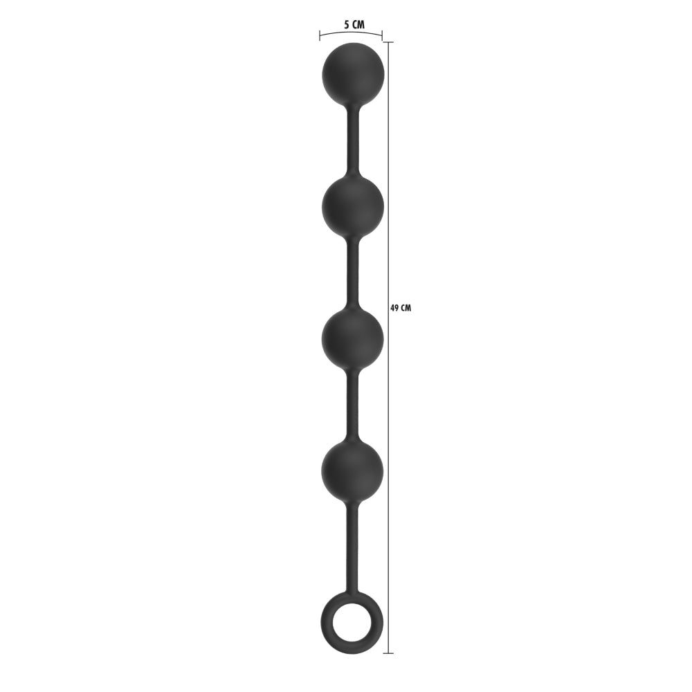 Bile Anale XL Hidden Desire Extreme cu Greutate Ridicata - Negru, 49 cm - Fabricate 100% din Silicon - Ideal pentru senzatii intense - Capat inelat pentru control total