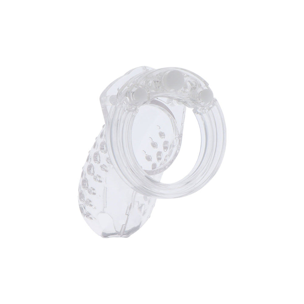 Cusca BDSM Castitate Pentru Penis Transparenta 7.6 cm - din acril pentru control maxim asupra erectiei si a orgasmului - mecanism de blocare sigur - design reglabil pentru orice dimensiune de penis