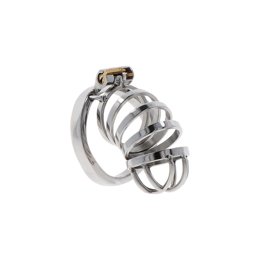 Cusca BDSM Castitate Pentru Penis Metal 7.9 cm - din metal pentru control maxim asupra erectiei si a orgasmului - mecanism de blocare sigur - design reglabil pentru orice dimensiune de penis