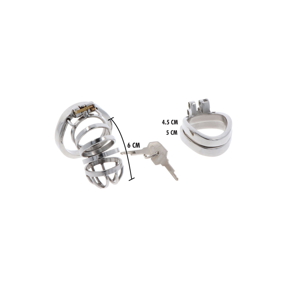 Cusca BDSM Castitate Pentru Penis Metal 7.9 cm - din metal pentru control maxim asupra erectiei si a orgasmului - mecanism de blocare sigur - design reglabil pentru orice dimensiune de penis