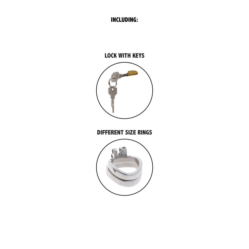 Cusca BDSM Castitate Pentru Penis Metal 7.9 cm - din metal pentru control maxim asupra erectiei si a orgasmului - mecanism de blocare sigur - design reglabil pentru orice dimensiune de penis