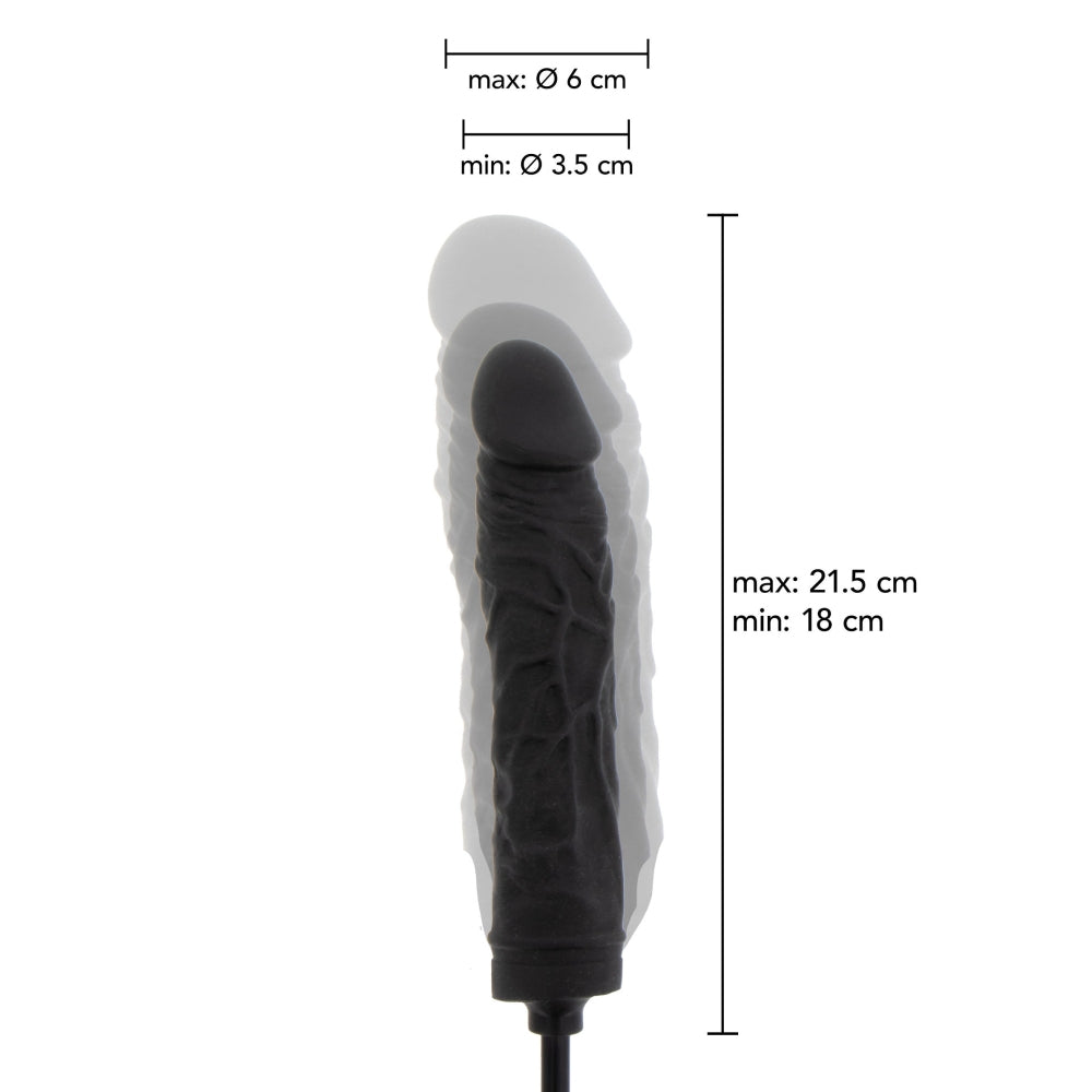 Dildo Gonflabil Hidden Desire - Negru, 21.5 cm - Fabricat din 100% Silicon - Supapa de eliberare rapida