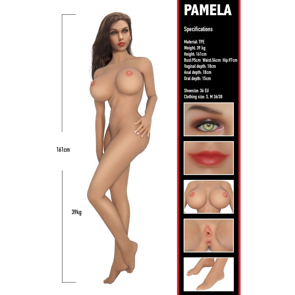 Manechin Realistic Hidden Desires Banger Babe Pamela - Dimensiuni realistice, 39 kg - 3 Orificii: Oral, Vaginal si Anal cu Sleeve Detasabil pentru intretinere usoara - Accesorii Incluse