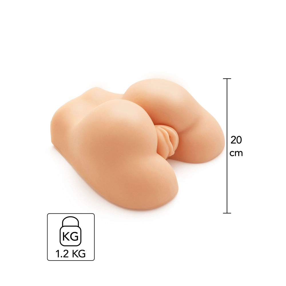 Masturbator cu Vibratii Hidden Desires Fat Ass Fucker - Lugime Bust 20 cm, Greutate de 1.2 kg - Design realist si anatomic, cu orificii vaginale si anale - vibratii intense cu bullet inclus