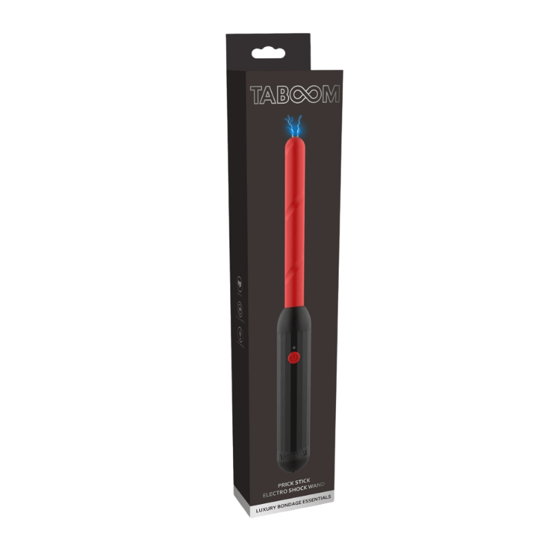 Baton Electrosoc Taboom Prick Stick Rosu - 3500 volti, 1 miliamper, 3.5 wati - ideal pentru jocuri BDSM in cuplu - baterie reincarcabila USB