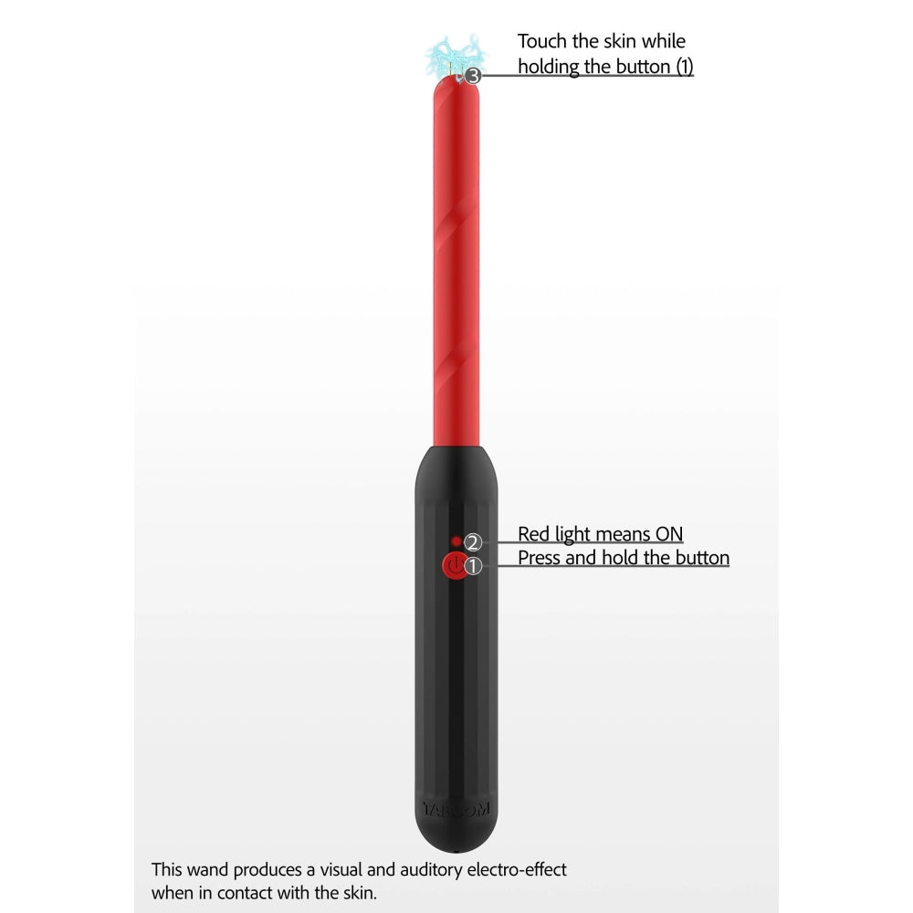 Baton Electrosoc Taboom Prick Stick Rosu - 3500 volti, 1 miliamper, 3.5 wati - ideal pentru jocuri BDSM in cuplu - baterie reincarcabila USB