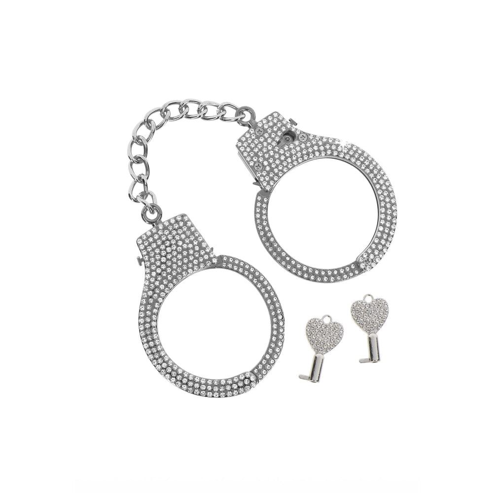 Catuse Taboom Bondage Essentials Argintii cu Strasuri - Include doua chei si saculet de depozitare - Ideal pentru jocuri de supunere in stil